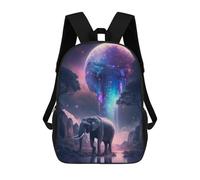 sinyumoney 3D Printed Galactic Elephant Majesty Children Backpacks Kids Cute School Backpack Outdoor Casual Daypack for Boys Middle School Students 17inch