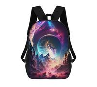sinyumoney 3D Printed Galactic Fantasy Landscape -1 Children's School Backpack for Kids High Capacity Travel Rucksacks Fashion Book Bags Kids School Bag Back Pack 17inch