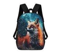 sinyumoney 3D Printed Galactic Fox Majesty -1 Children's School Backpack for Kids High Capacity Travel Rucksacks Fashion Book Bags Kids School Bag Back Pack 17inch
