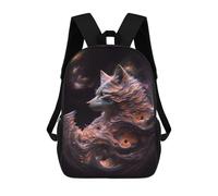 sinyumoney 3D Printed Galactic Fox Portrait -3 Children Backpacks Kids Cute School Backpack Outdoor Casual Daypack for Boys Middle School Students 17inch