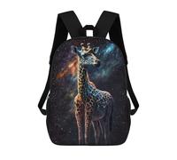 sinyumoney 3D Printed Galactic Giraffe Art Print Children School Backpack Fashion Rucksack Casual Travel 17inch Backpacks Large Capacity Daypack for Boys Girls