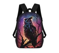 sinyumoney 3D Printed Galactic Owl Majesty School Backpack With Big Pockets for Kids Children's Backpacks Boy Girl Book Bags Kids School Bag 17inch