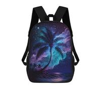 sinyumoney 3D Printed Galactic Palm Beach School Bags Kids 17inch Backpacks Casual Fashion School Bag Backpacks Book Bags for Boys Elementary And Middle School Students