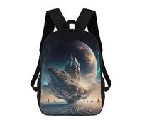 sinyumoney 3D Printed Galactic Sailing Dreamscape Children Backpacks Kids Cute School Backpack Outdoor Casual Daypack for Boys Middle School Students 17inch