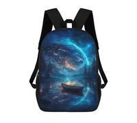 sinyumoney 3D Printed Galactic Serenity Cosmic Lake Scene School Bags Kids 17inch Backpacks Casual Fashion School Bag Backpacks Book Bags for Boys Elementary And Middle School Students