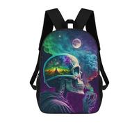 sinyumoney 3D Printed Galactic Skull Dreamscape School Bag Boys Girls Children's School Backpack Casual Fashion Backpack for in School Or Travel 17inch