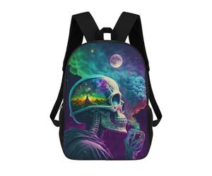 sinyumoney 3D Printed Galactic Skull Dreamscape School Bag Boys Girls Children's School Backpack Casual Fashion Backpack for in School Or Travel 17inch