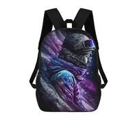 sinyumoney 3D Printed Galactic Snowboarder Art Print Children School Backpack Fashion Rucksack Casual Travel 17inch Backpacks Large Capacity Daypack for Boys Girls