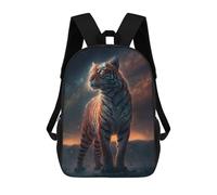 sinyumoney 3D Printed Galactic Tiger Majesty Children's 17inch School Backpack for Kids High Capacity Travel Rucksacks Fashion Book Bags Kids School Bag