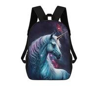 sinyumoney 3D Printed Galactic Unicorn Art Print-2 Children's 17inch School Backpack for Kids High Capacity Travel Rucksacks Fashion Book Bags Kids School Bag