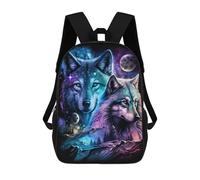 sinyumoney 3D Printed Galactic Wolf Duo School Backpack for Kids Children's 17inch Backpacks Boy Girl Book Bags Kids School Bag