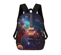 sinyumoney 3D Printed Galaxy Guitar Children Backpacks Kids Cute School Backpack Outdoor Casual Daypack for Boys Middle School Students 17inch
