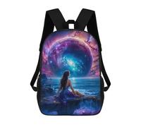 sinyumoney 3D Printed Galaxy Lady School Bag Boys Girls Children's 17inch Backpack School Backpack Casual Fashion Backpack for in School Or Travel