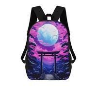 sinyumoney 3D Printed Gate Japan Moon Night School Bag Boys Girls Children's School Backpack Casual Fashion Backpack for in School Or Travel 17inch