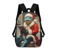 sinyumoney 3D Printed Gator Santa on The Toilet School Bag Boys Girls Children's 17inch Backpack School Backpack Casual Fashion Backpack for in School Or Travel