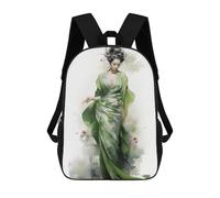 sinyumoney 3D Printed Geisha in Green School Backpack Book 17inch Bags Fashion Backpacks Large Capacity Backpack Children Travel Rucksacks