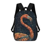 sinyumoney 3D Printed Geometric Flamingo Children's School Backpack for Kids High Capacity Travel Rucksacks Fashion Book Bags Kids School Bag Back Pack 17inch