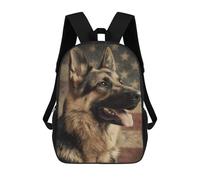 sinyumoney 3D Printed German Shepherd Dog Breed Information Children's School Backpack for Kids High Capacity Travel Rucksacks Fashion Book Bags Kids School Bag Back Pack 17inch