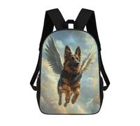 sinyumoney 3D Printed German Shepherd with Angel Wings Loyal Companion Tribute School Bags Kids Backpacks Casual Fashion Backpacks Book Bags for Boys Elementary And Middle School Students 17inch