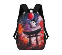 sinyumoney 3D Printed Ghostly Halloween in Japan Children Backpacks Kids Cute School Backpack Outdoor Casual Daypack for Boys Middle School Students 17inch