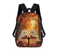 sinyumoney 3D Printed Ghosts Drinking Coffee School Backpack Book 17inch Bags Fashion Backpacks Large Capacity Backpack Children Travel Rucksacks