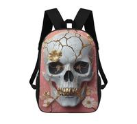 sinyumoney 3D Printed Gilded Skull Artwork Children's 17inch School Backpack for Kids High Capacity Travel Rucksacks Fashion Book Bags Kids School Bag