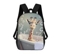 sinyumoney 3D Printed Giraffe Bath Time Fun School Backpack With Big Pockets for Kids Children's Backpacks Boy Girl Book Bags Kids School Bag 17inch
