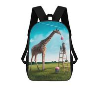 sinyumoney 3D Printed Giraffe Dreams of Cotton Candy Children Backpacks Kids Cute School Backpack Outdoor Casual Daypack for Boys Middle School Students 17inch