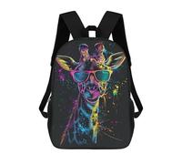 sinyumoney 3D Printed Giraffe Sunglasses Art Print-2 School Bag Boys Girls Children's 17inch Backpack School Backpack Casual Fashion Backpack for in School Or Travel