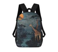 sinyumoney 3D Printed Giraffe Under A Full Moon Children Backpacks Kids Cute School Backpack Outdoor Casual Daypack for Boys Middle School Students 17inch
