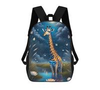 sinyumoney 3D Printed Giraffe Under Moonlit Sky School Backpack With Big Pockets for Kids Children's Backpacks Boy Girl Book Bags Kids School Bag 17inch