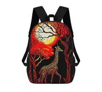 sinyumoney 3D Printed Giraffe Under The Full Moon Children's School Backpack for Kids High Capacity Travel Rucksacks Fashion Book Bags Kids School Bag Back Pack 17inch