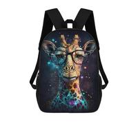 sinyumoney 3D Printed Giraffe with Glasses Art Print Children's 17inch School Backpack for Kids High Capacity Travel Rucksacks Fashion Book Bags Kids School Bag