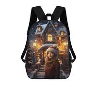 sinyumoney 3D Printed Girl Waiting for Santa School Bag Boys Girls Children's School Backpack Casual Fashion Backpack for in School Or Travel 17inch