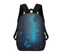 sinyumoney 3D Printed Glowing Blue Butterflies Forest School Bag Boys Girls Children's School Backpack Casual Fashion Backpack for in School Or Travel 17inch