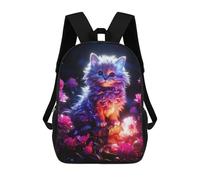 sinyumoney 3D Printed Glowing Fantasy Kitten School Backpack With Big Pockets for Kids, Children's Backpacks Book Bags Kids School Bag 17inch