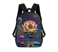 sinyumoney 3D Printed Glowing Lotus Pond Children's School Backpack for Kids High Capacity Travel Rucksacks Fashion Book Bags Kids School Bag Back Pack 17inch