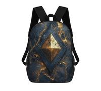 sinyumoney 3D Printed Gold Diamond on Marble School Backpack for Kids Children's 17inch Backpacks Boy Girl Book Bags Kids School Bag