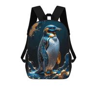 sinyumoney 3D Printed Gold Penguin Kintsugi Art Children Backpacks Kids Cute School Backpack Outdoor Casual Daypack for Boys Middle School Students 17inch