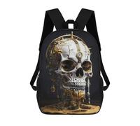 sinyumoney 3D Printed Gold Skull Time Melt Children's 17inch School Backpack for Kids High Capacity Travel Rucksacks Fashion Book Bags Kids School Bag