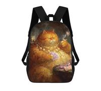 sinyumoney 3D Printed Golden Cat Playing Cards School Bag Boys Girls Children's 17inch Backpack School Backpack Casual Fashion Backpack for in School Or Travel