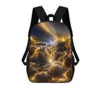 sinyumoney 3D Printed Golden Clouds Illuminated by Light Beams School Bags Kids 17inch Backpacks Casual Fashion School Bag Backpacks Book Bags for Boys Elementary And Middle School Students
