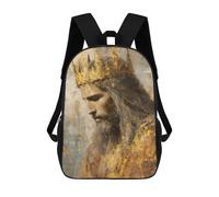 sinyumoney 3D Printed Golden Crown Religious Art Print School Backpack With Big Pockets for Kids, Children's Backpacks Book Bags Kids School Bag 17inch