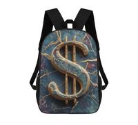 sinyumoney 3D Printed Golden Dollar Sign Decor Children's 17inch School Backpack for Kids High Capacity Travel Rucksacks Fashion Book Bags Kids School Bag