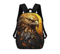 sinyumoney 3D Printed Golden Eagle Bird Head School Bag Boys Girls Children's School Backpack Casual Fashion Backpack for in School Or Travel 17inch