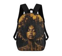 sinyumoney 3D Printed Golden Leaf Portrait Art School Backpack With Big Pockets for Kids, Children's Backpacks Book Bags Kids School Bag 17inch