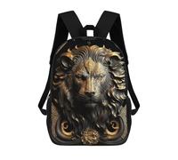 sinyumoney 3D Printed Golden Lion Portrait Children's School Backpack for Kids High Capacity Travel Rucksacks Fashion Book Bags Kids School Bag Back Pack 17inch