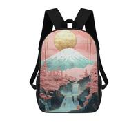 sinyumoney 3D Printed Golden Moon Mountain Waterfall School Bag Boys Girls Children's 17inch Backpack School Backpack Casual Fashion Backpack for in School Or Travel