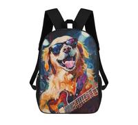 sinyumoney 3D Printed Golden Retriever Playing Guitar -1 Children School Backpack Fashion Rucksack Casual Travel 17inch Backpacks Large Capacity Daypack for Boys Girls