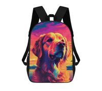sinyumoney 3D Printed Golden Retriever Sunset Art Children Backpacks Kids Cute School Backpack Outdoor Casual Daypack for Boys Middle School Students 17inch